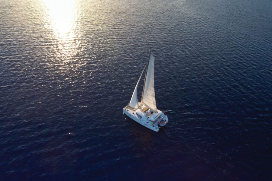 Santorini: Platinum Catamaran Cruise w/ BBQ Meal & Open Bar - Mesa Pigádia, Akrotíri lighthouse area, and the photo breaks you will actually use