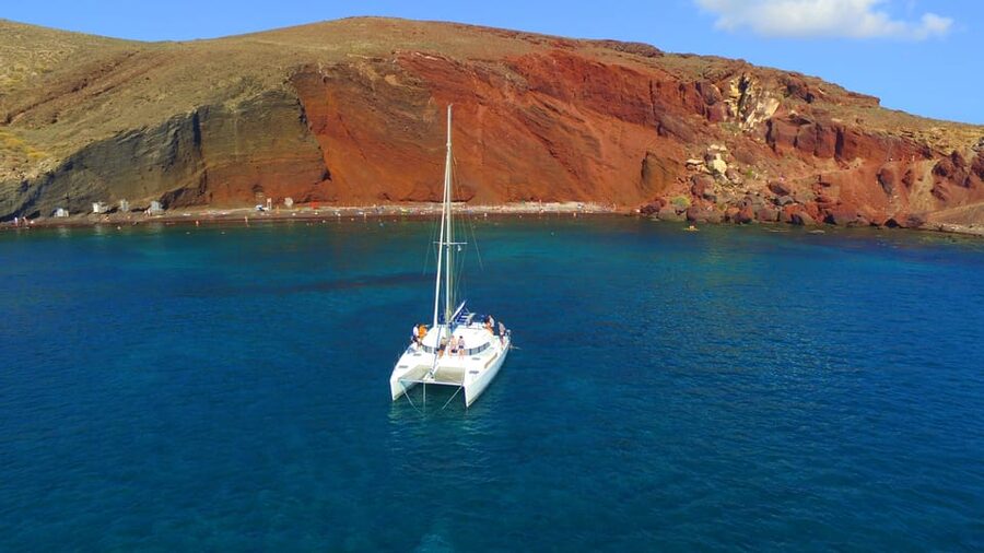 Santorini: Private Catamaran Cruise with Food & Drinks - Red Beach and White Beach: Quick Stops That Still Make Sense