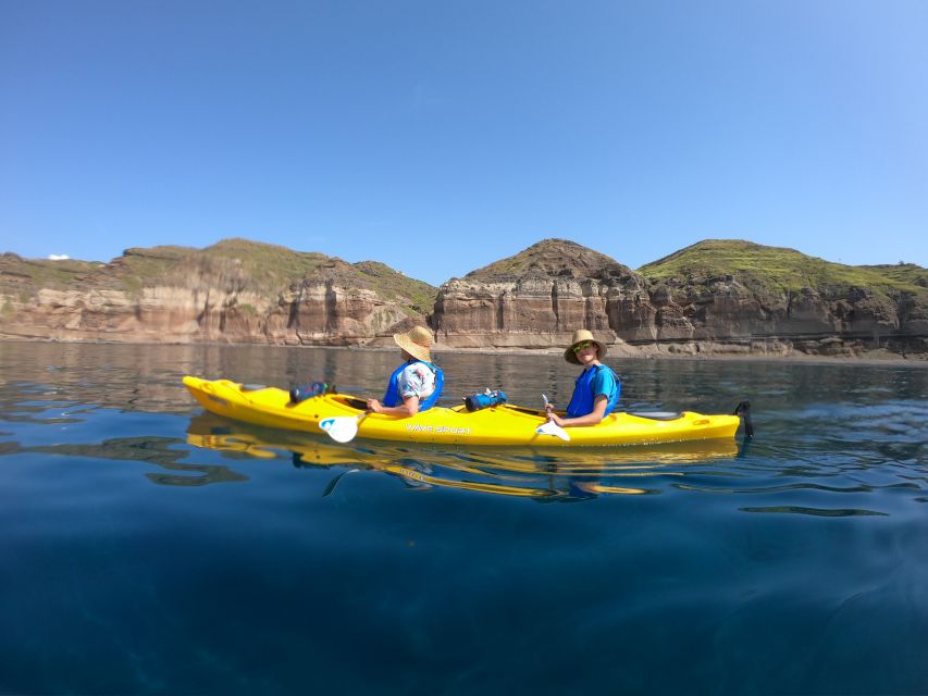 Santorini: Sea Caves Kayak Trip with Snorkeling and Picnic - Your 7 hours on the water: timing and effort level