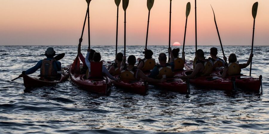Santorini: Sunset Sea Kayak with Light Dinner - Key highlights at a glance