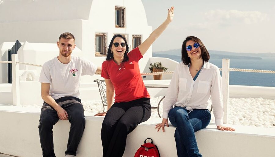 Santorini: Sunset Walking Tour with Local Food and Drinks - Where the walk begins, and how the guide sets the tone