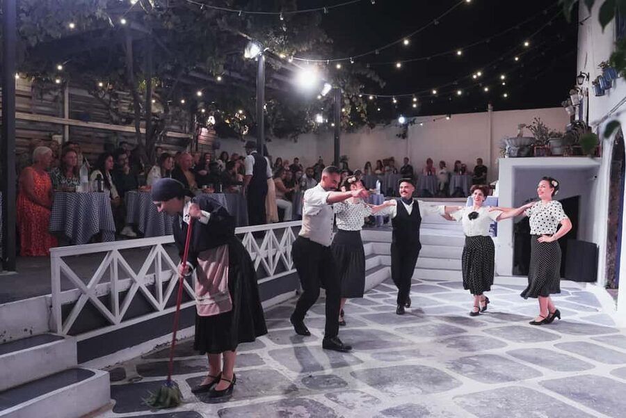 Santorini: The Greek Wedding Show - The Night’s Flow: Indoor Welcome Then Courtyard Dance Party