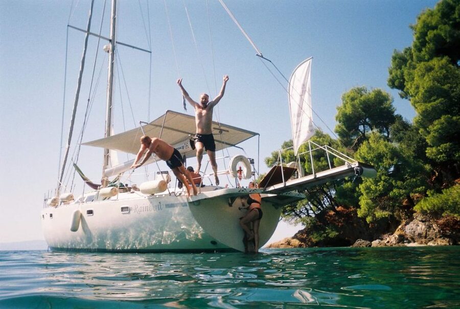 Skiathos: Day-Sailing Tour with Lunch on Board - Swim stops with boat-only access, clear water, and snorkeling equipment included