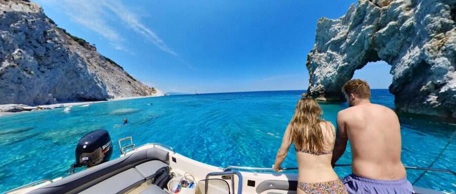 Skiathos: Private Lalaria Beach and Caves Speedboat Tour - The first swim stop and short viewpoint breaks that keep the day from feeling rushed