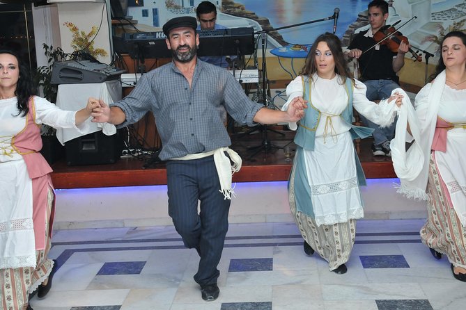Traditional Greek Night live Music & Dinner Show in Santorini - Getting There in Kamari: No Hotel Pickup, Public Transit Nearby