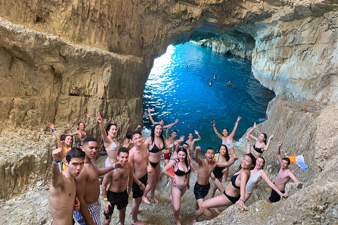 Zakynthos boat tour:Shipwreck& Local blue caves with 3 Swim Stops - “Local blue caves” and tight cave piloting: the part you actually remember