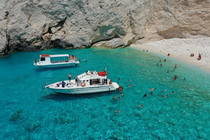 Zakynthos boat tour:Shipwreck& Local blue caves with 3 Swim Stops - The 3 swim stops and snorkeling gear: water time is the real value